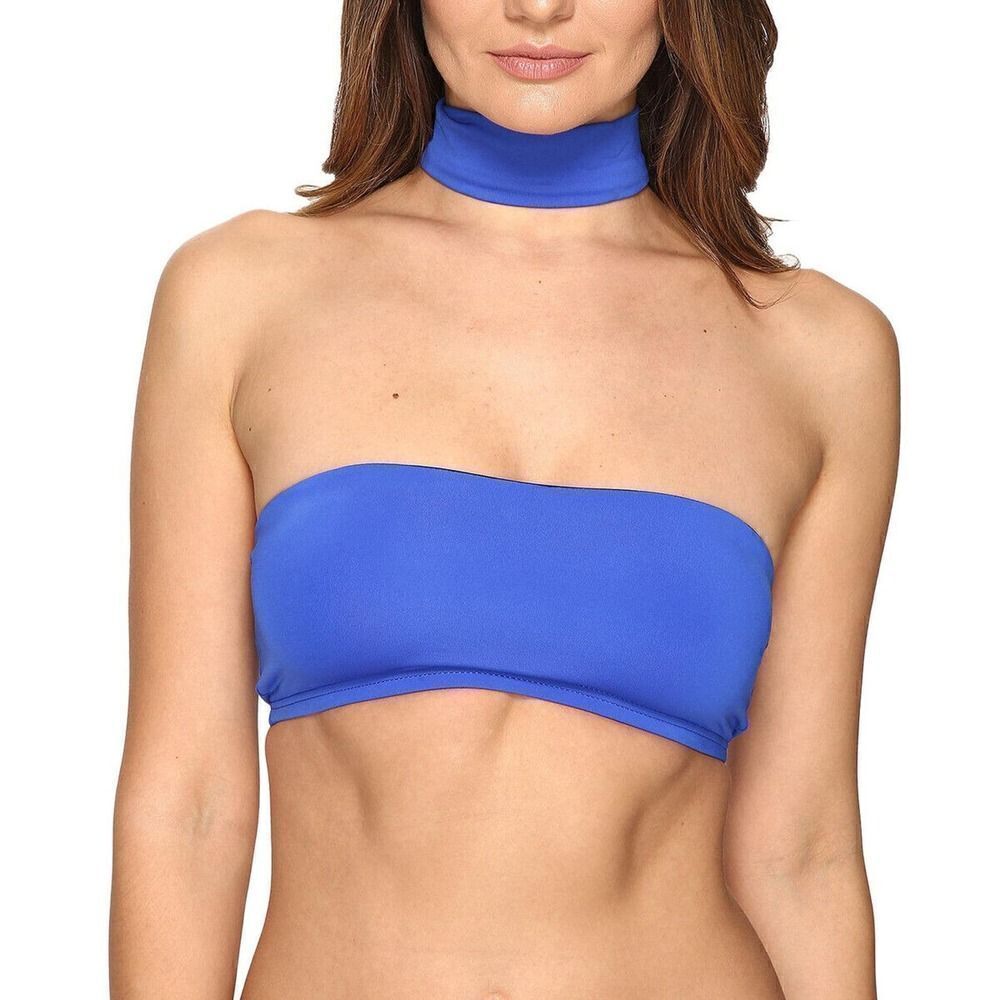 ONIA blue collared bandeau bikini swimwear bathing suit top size medium
